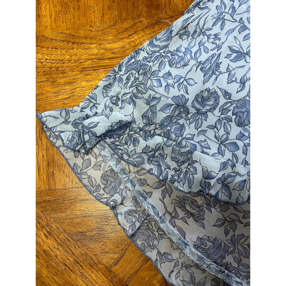 y2k Jonathan Martin Midi Skirt Blue Floral Vintage 90s Ruffle High Low Medium - Picture 3 of 7
